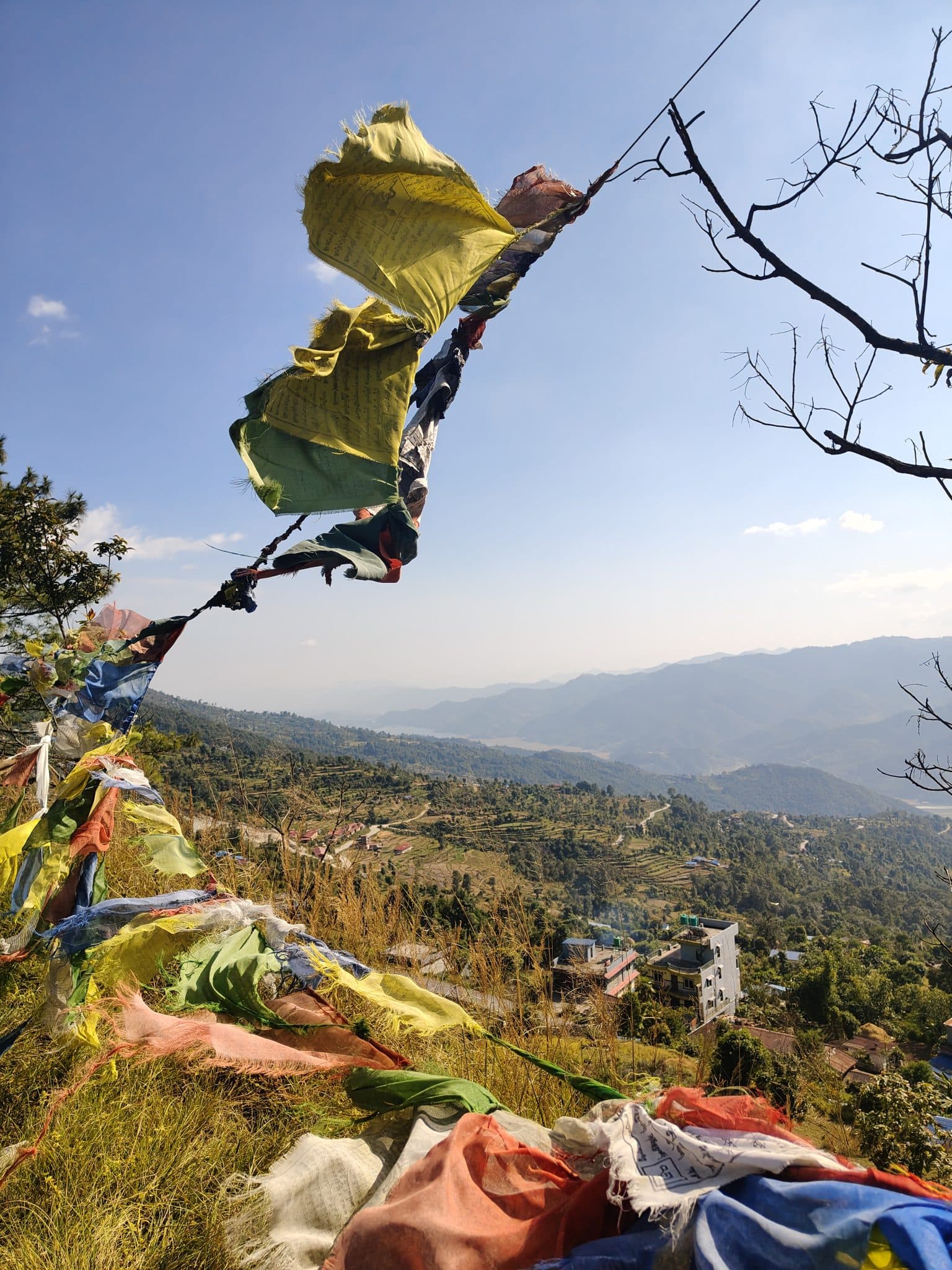 Prayer flags moving in the mountain wind